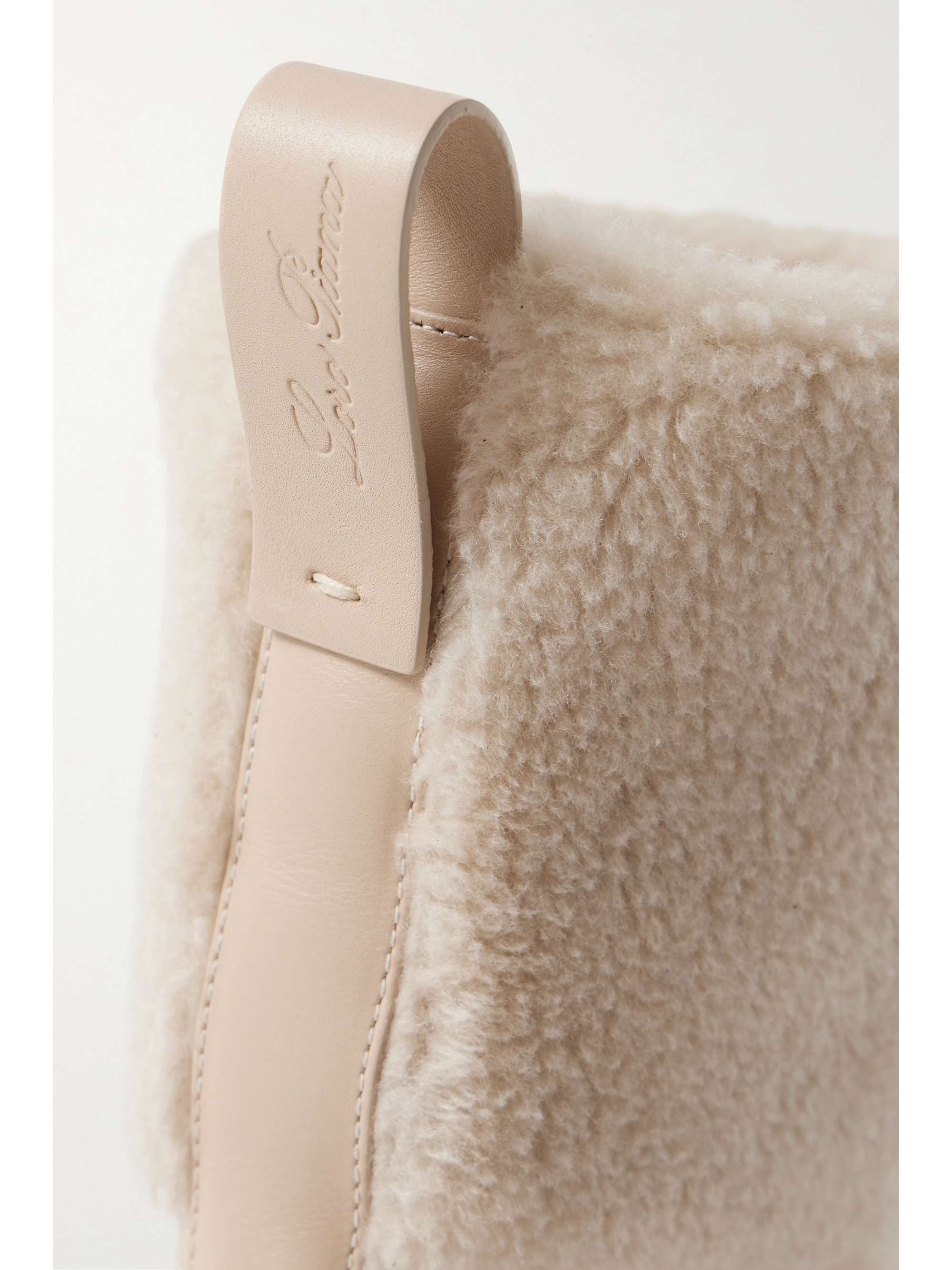 LORO PIANA Regent cashmere and silk-blend fleece and leather ankle boots