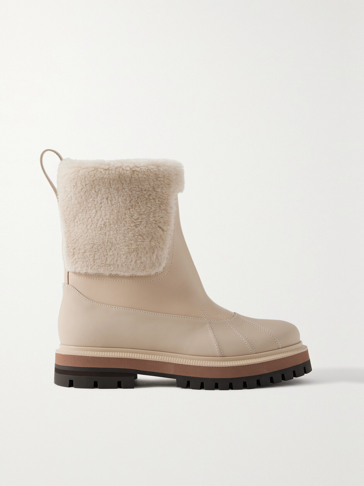 Loro Piana Regent Cashmere And Silk-blend And Leather Ankle Boots - Neutrals
