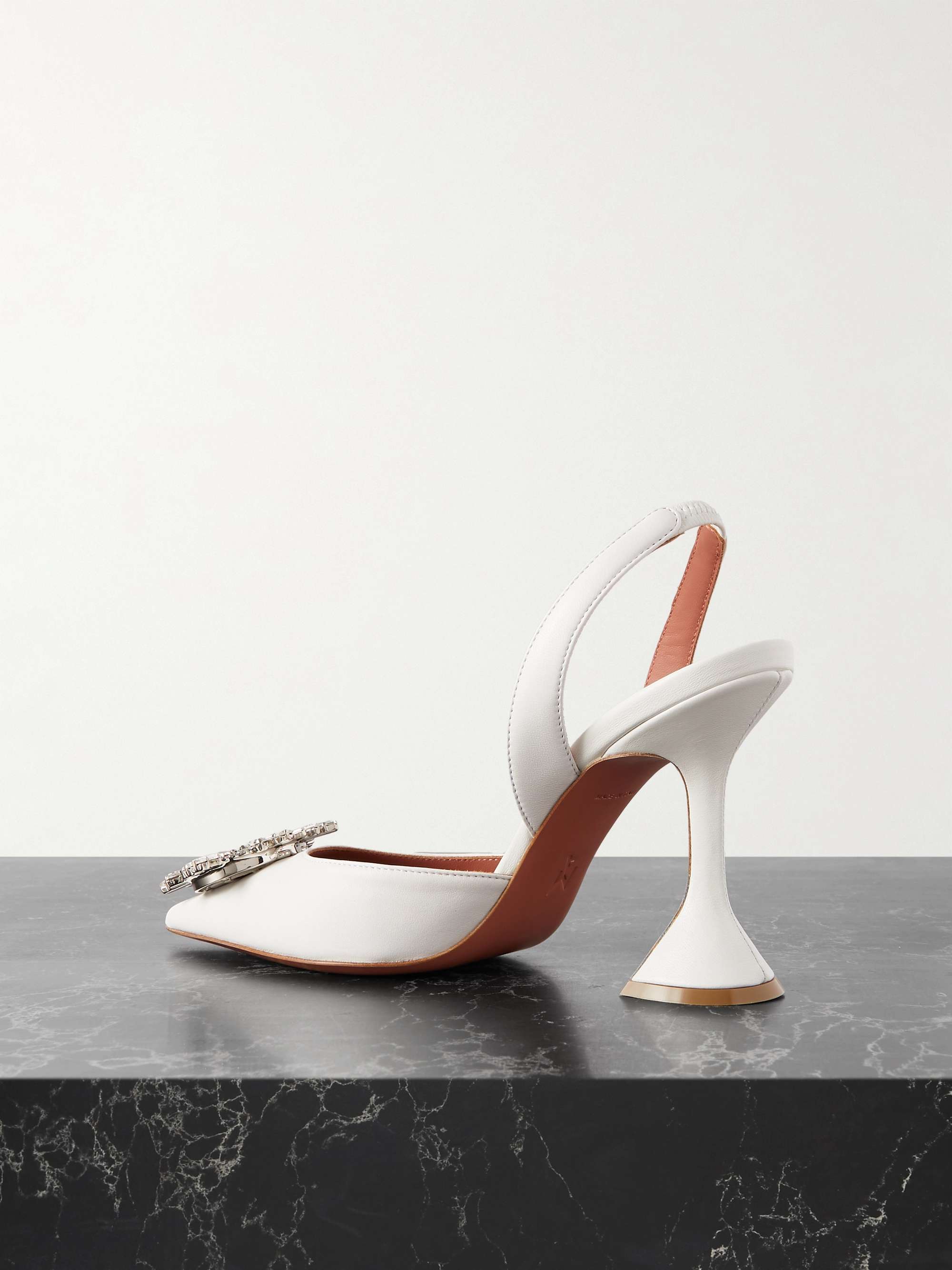AMINA MUADDI Begum Swarovski crystal-embellished leather slingback pumps