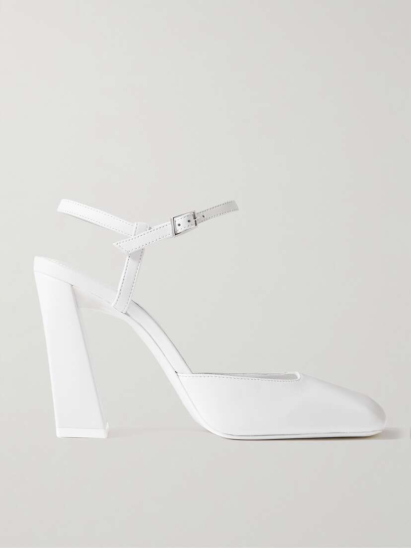 Amina Muaddi Charlotte Leather Pumps