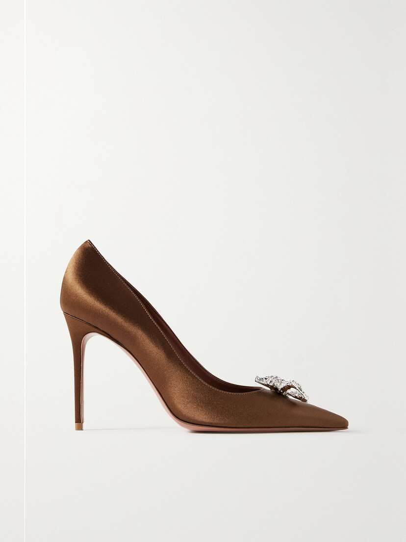 Amina Muaddi Rosie Crystal-embellished Satin Pumps