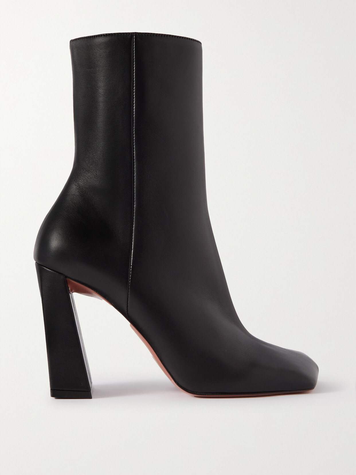 Amina Muaddi Marine 100mm Leather Ankle Boots In Black