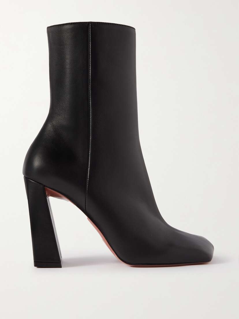 Amina Muaddi Marine Leather Ankle Boots