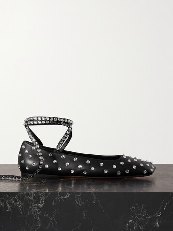 AMINA MUADDI Ane crystal-embellished leather ballet flats