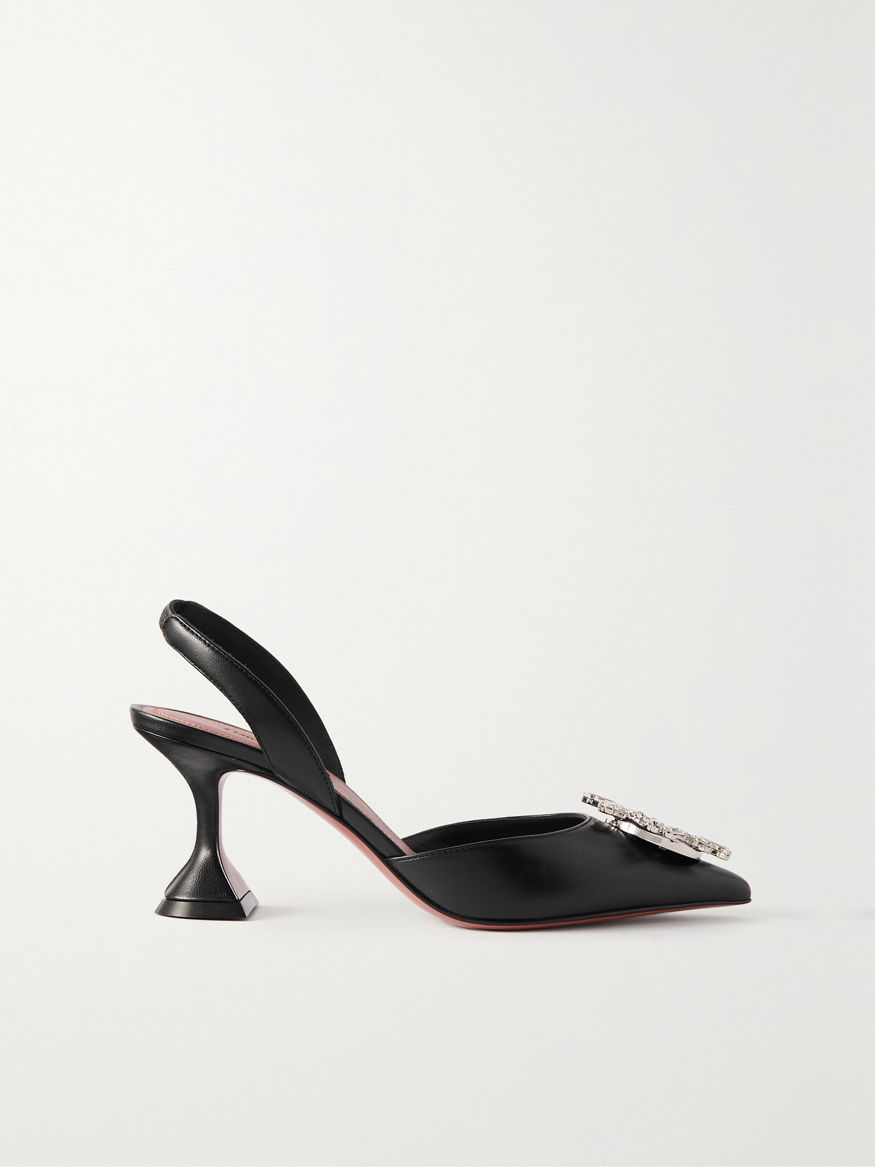 Amina Muaddi Begum Swarovski Crystal-embellished Leather Slingback Pumps In Black