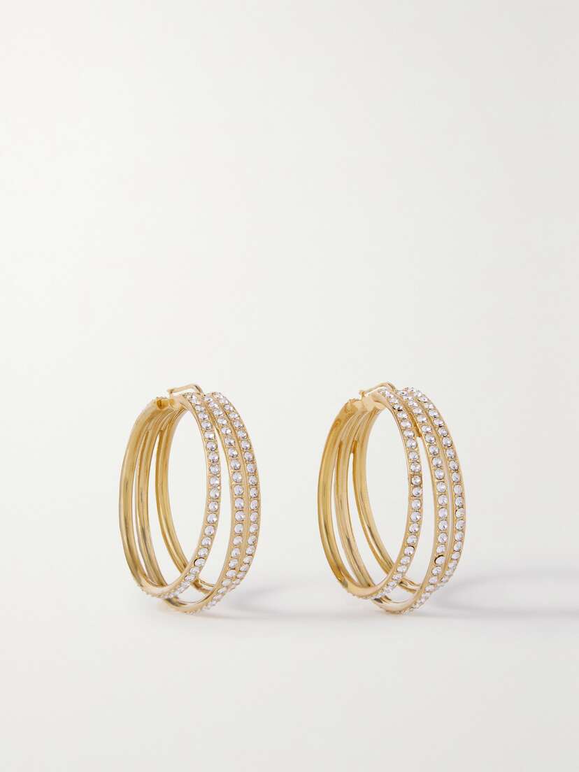 Amina Muaddi Vittoria Gold-tone Crystal Hoop Earrings
