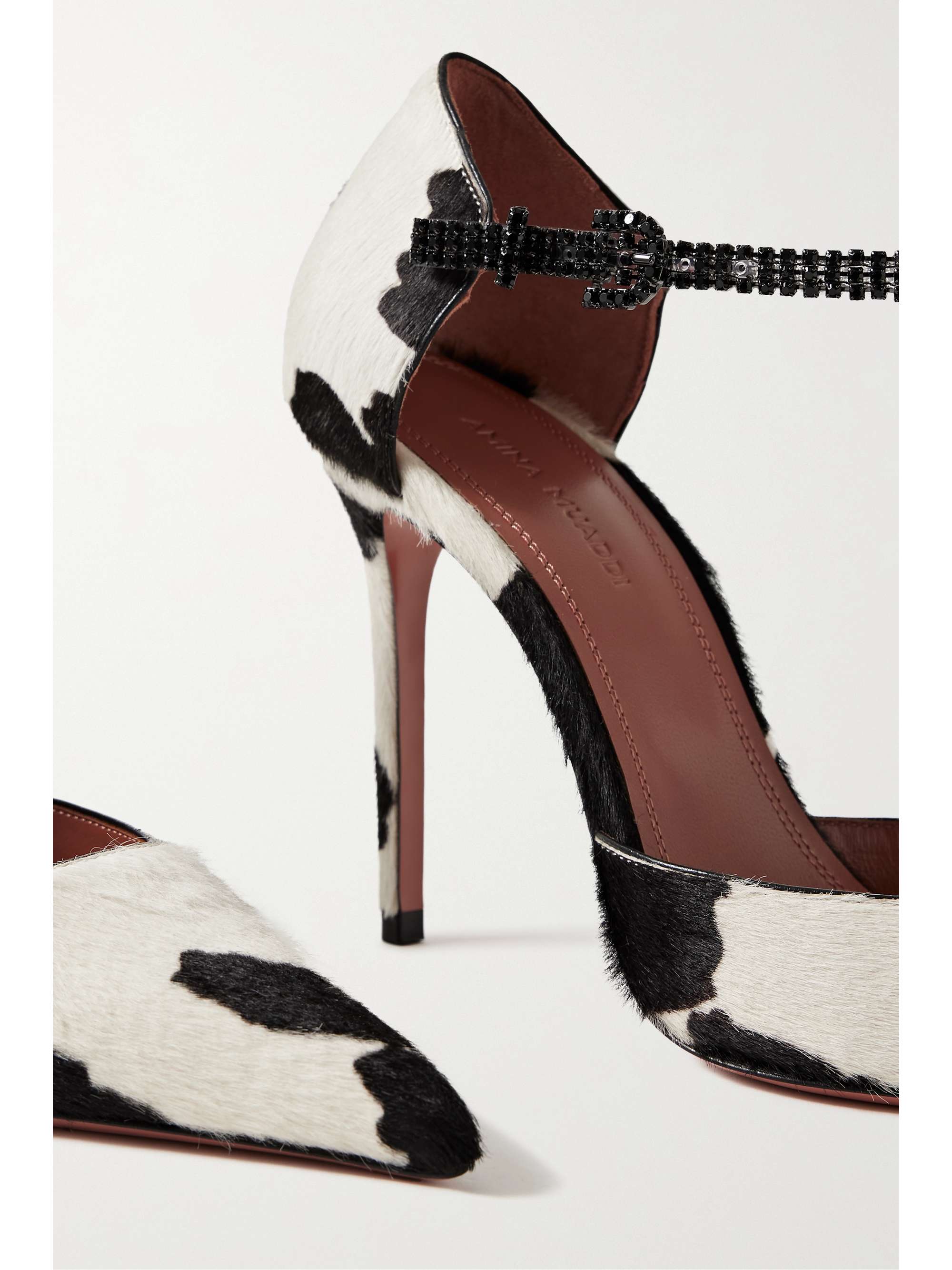 AMINA MUADDI Ursina crystal-embellished satin pumps