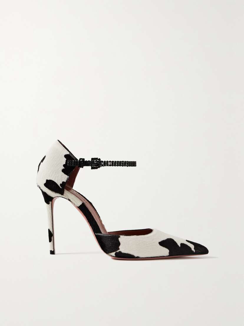 Amina Muaddi Ursina Crystal-embellished Printed Calf Hair Pumps
