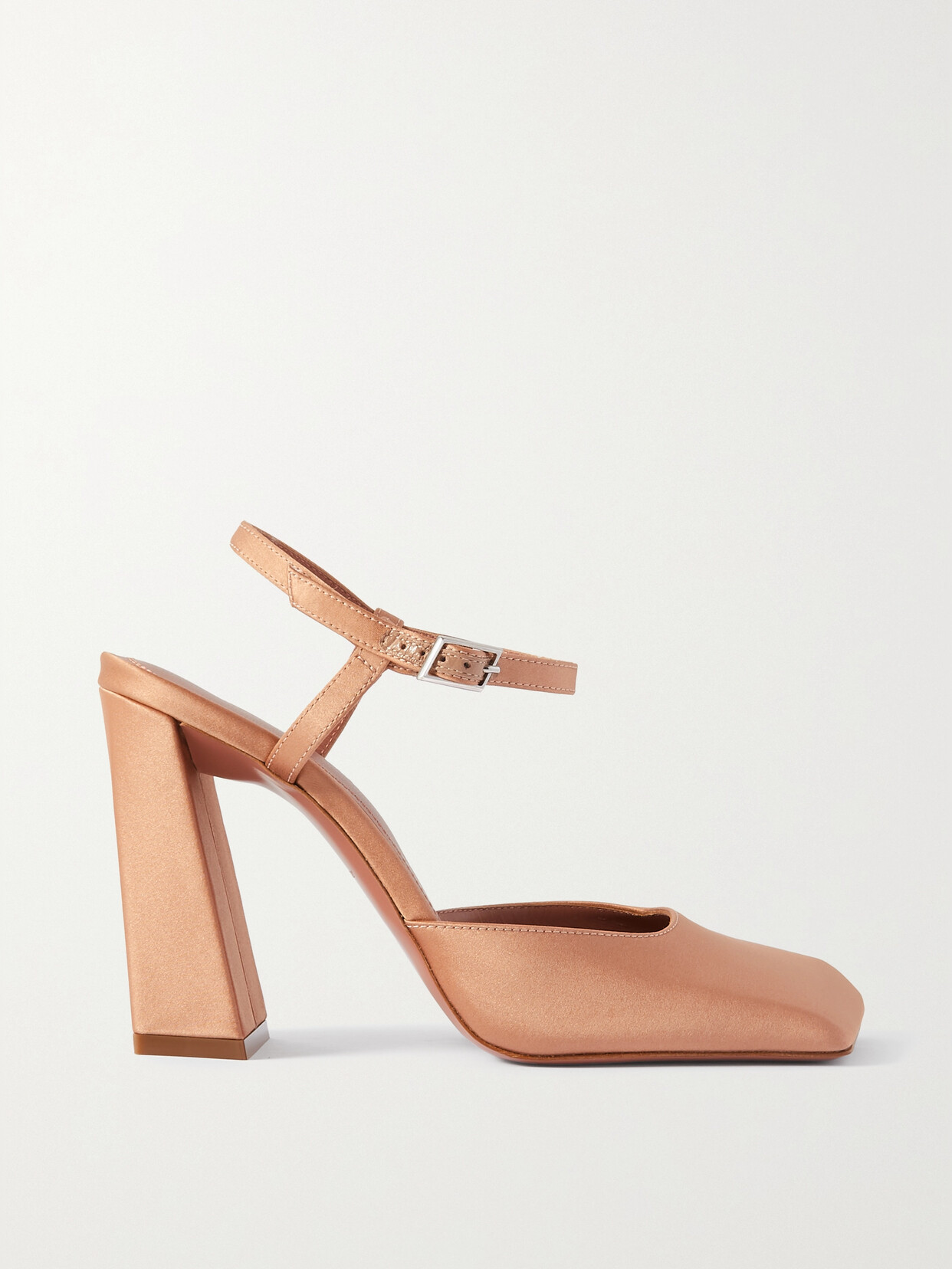 Amina Muaddi Charlotte Satin Pumps In Neutral