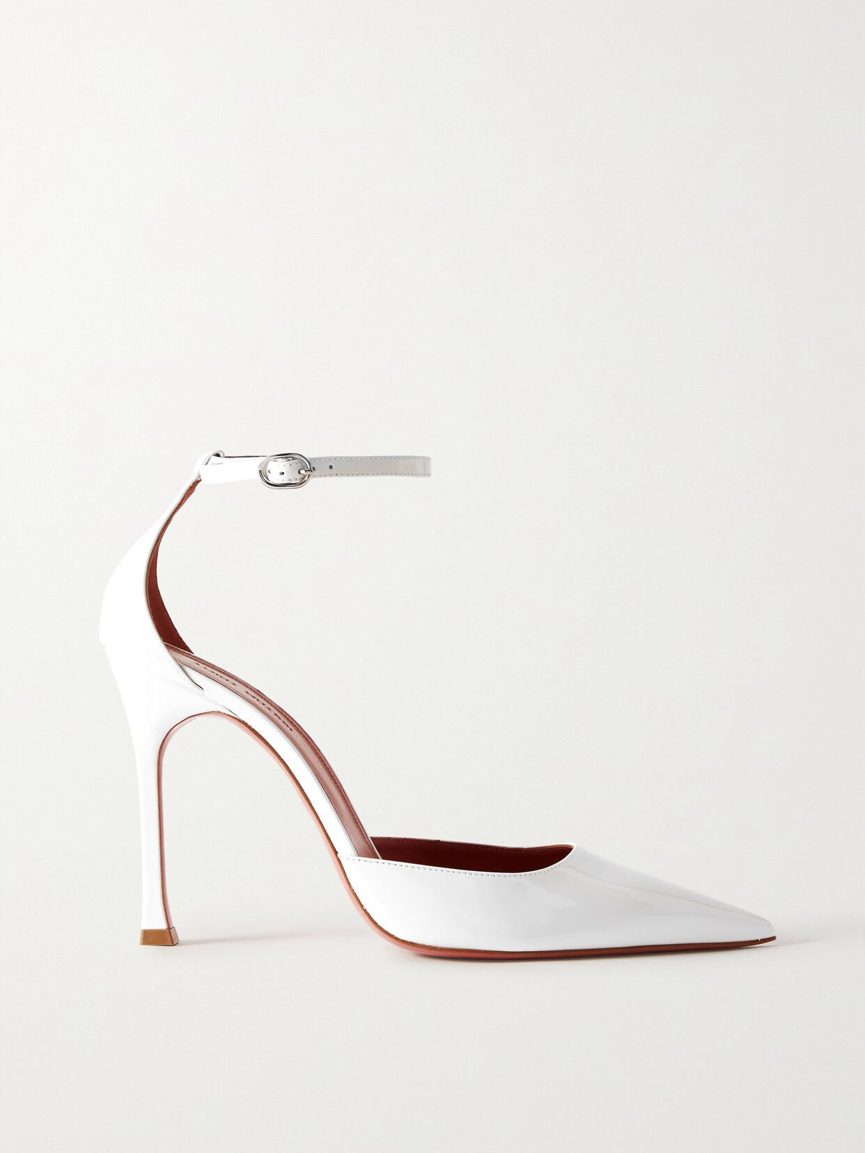 Amina Muaddi - Kim Patent-leather Point-toe Pumps - White