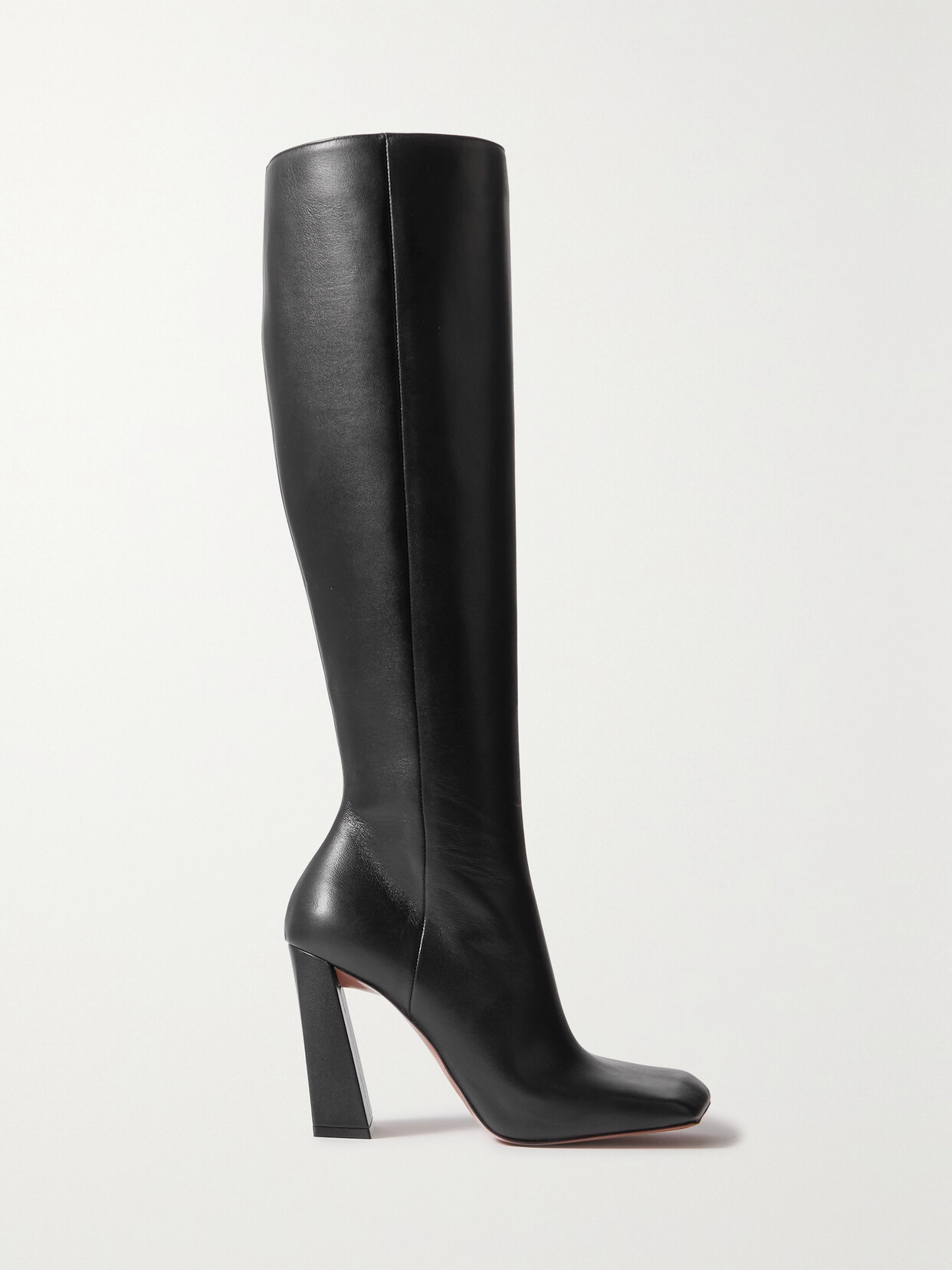 Shop Amina Muaddi Marine Leather Knee Boots In Black