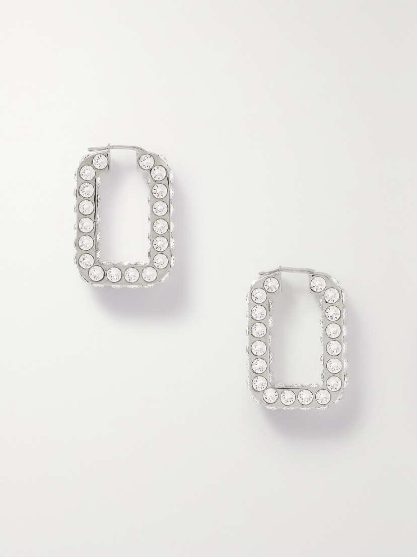 Amina Muaddi Charlotte Silver-tone Crystal Hoop Earrings