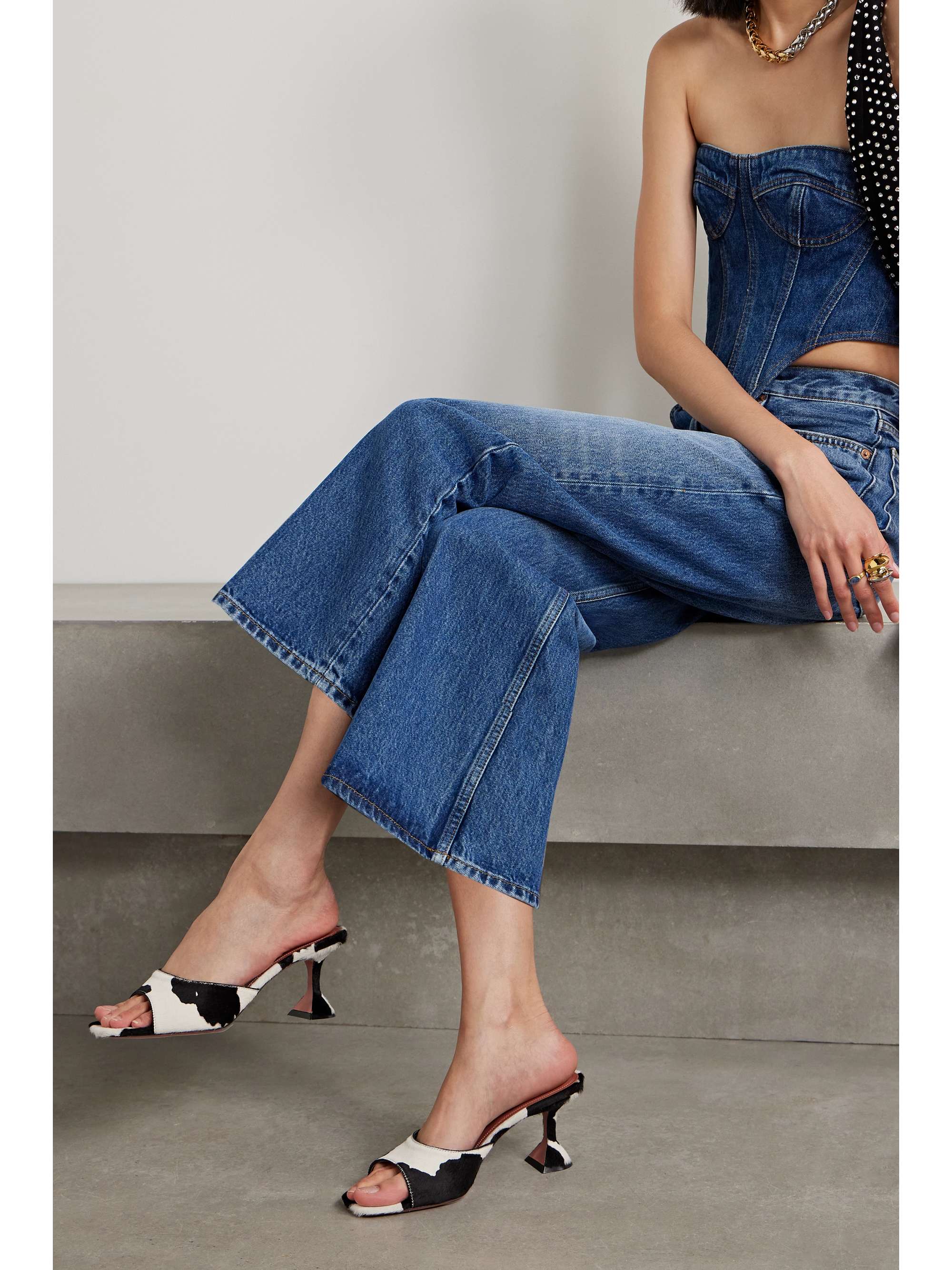 Lupita calf hair mules