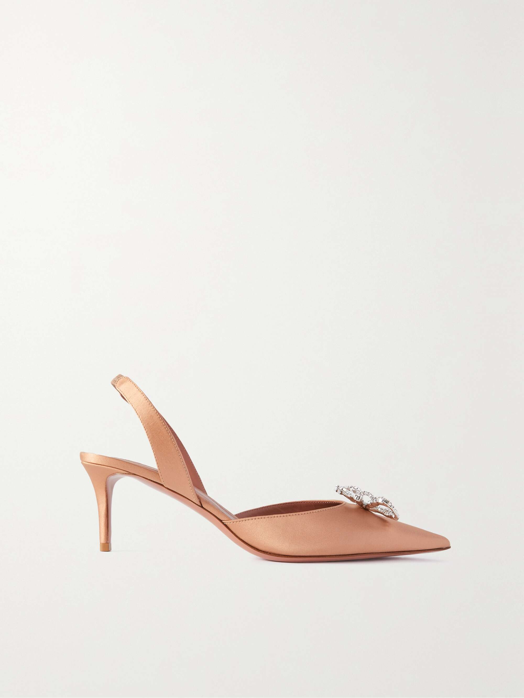 AMINA MUADDI Rosie crystal-embellished satin slingback pumps | NET