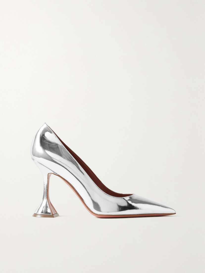 Amina Muaddi Ami Mirrored-leather Pumps
