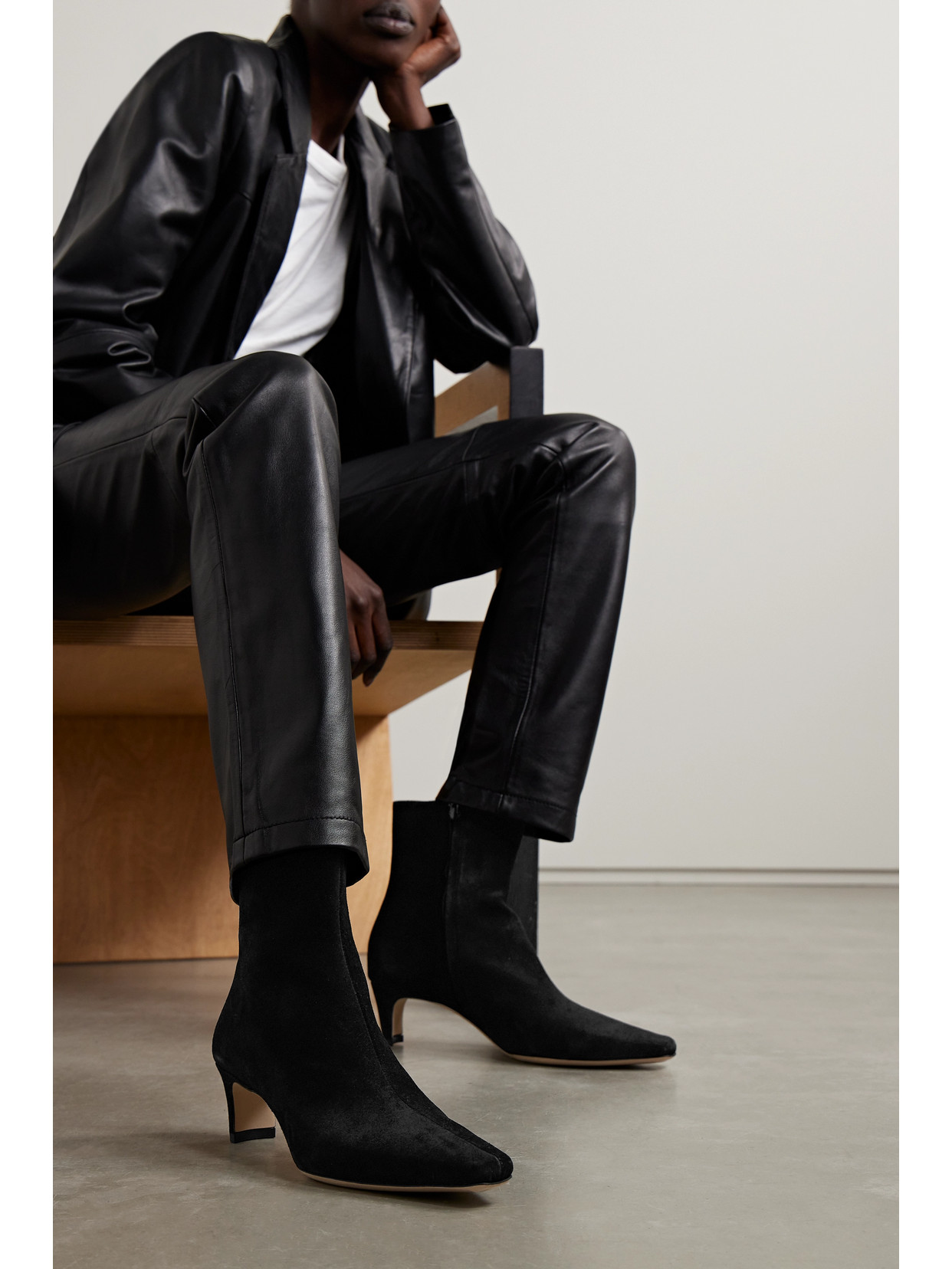 Staud Black Wally Ankle Boots In Black