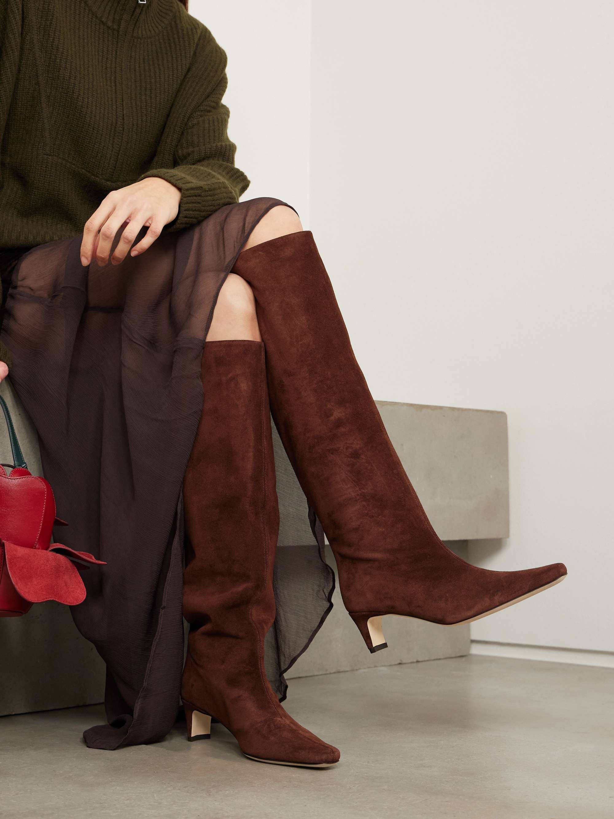 STAUD Wally suede knee boots