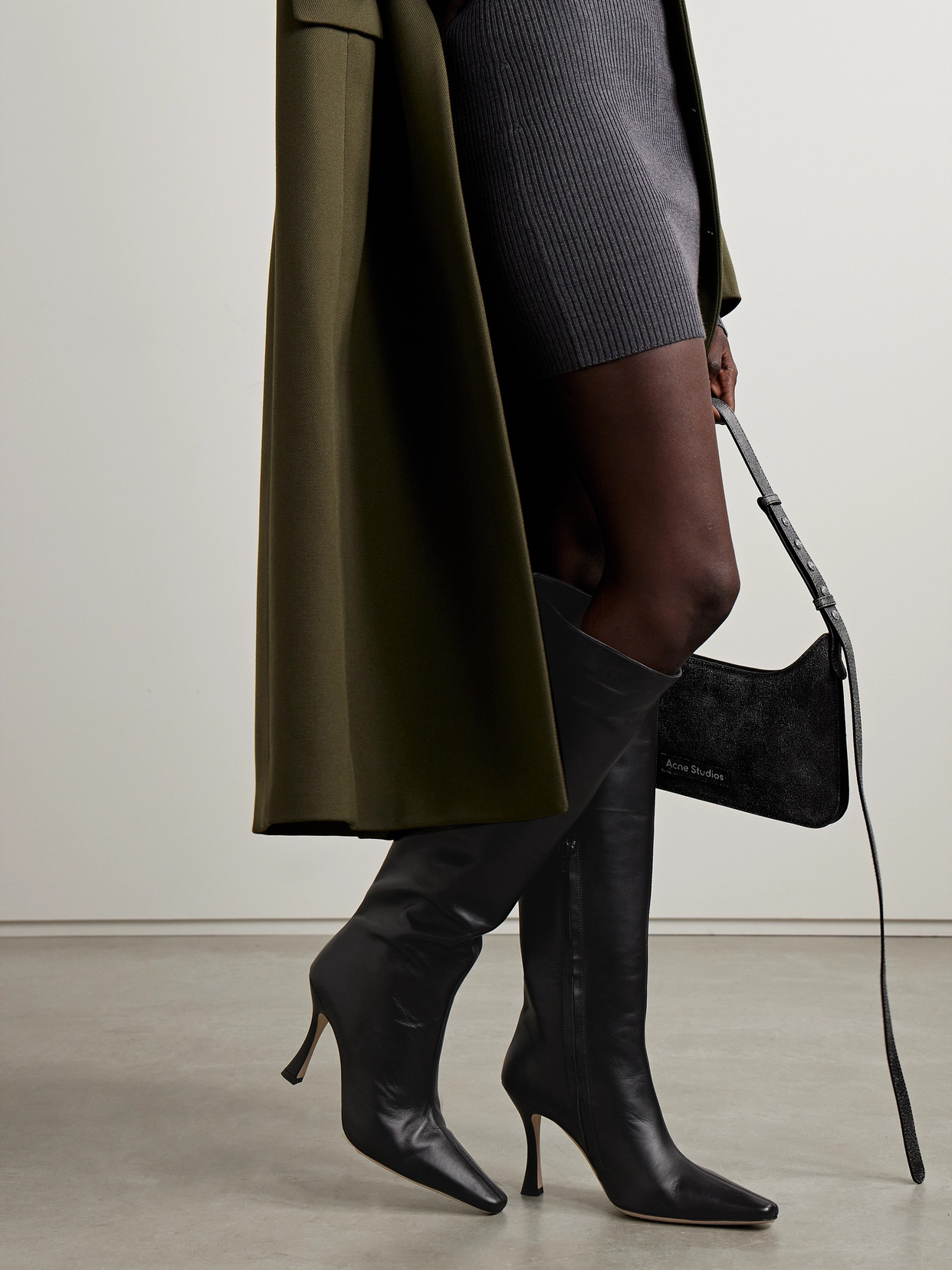 Staud Cami Leather Knee Boots In Black