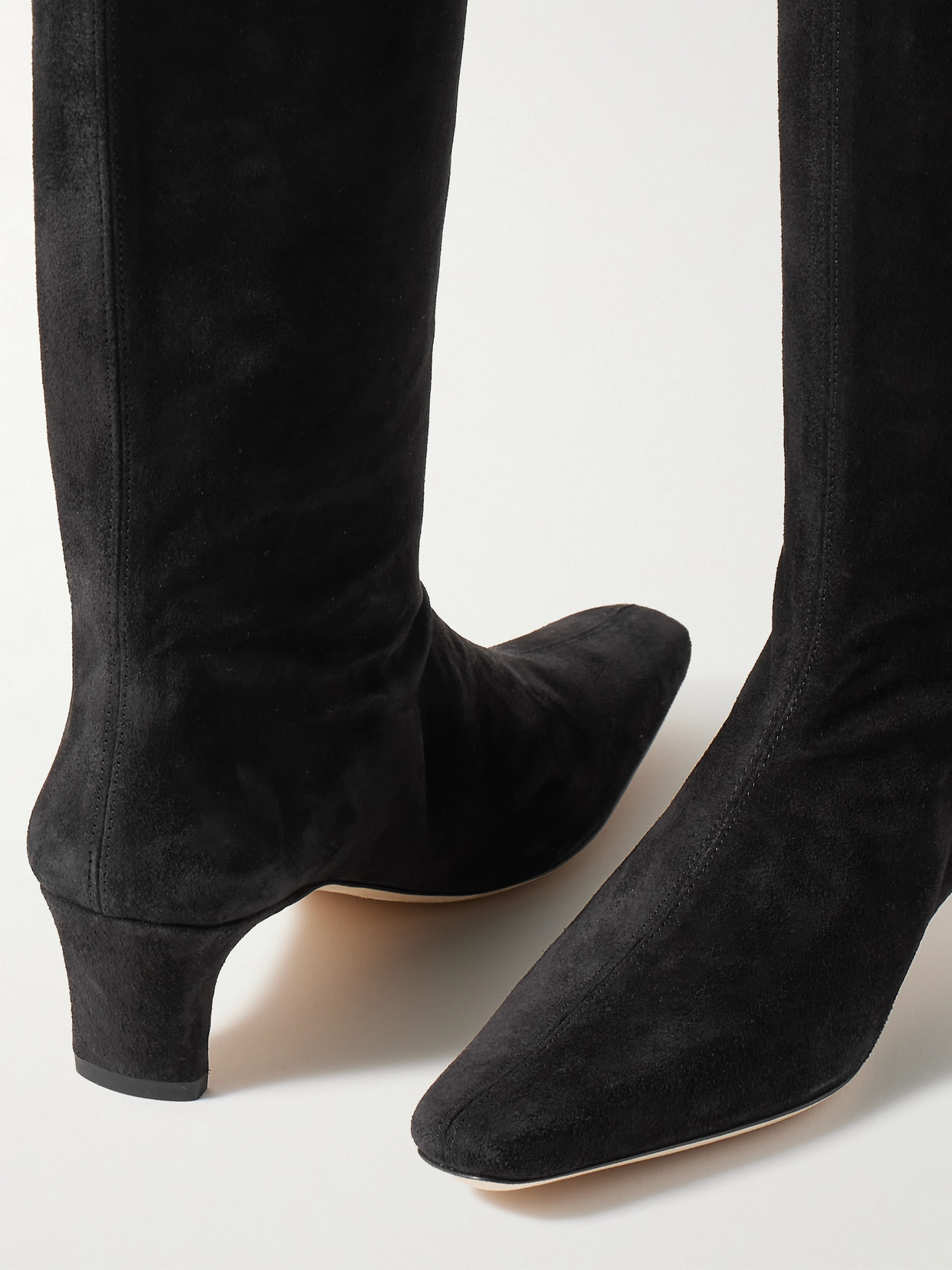 Shop Staud Wally Suede Knee Boots In Black