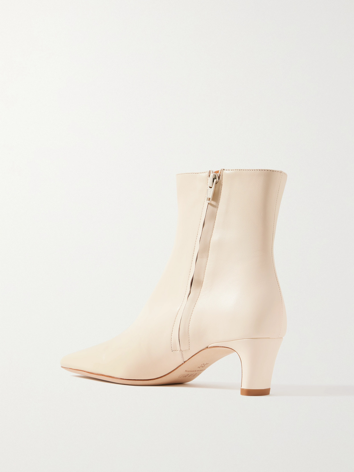 Shop Staud Wally Leather Ankle Boots In Cream