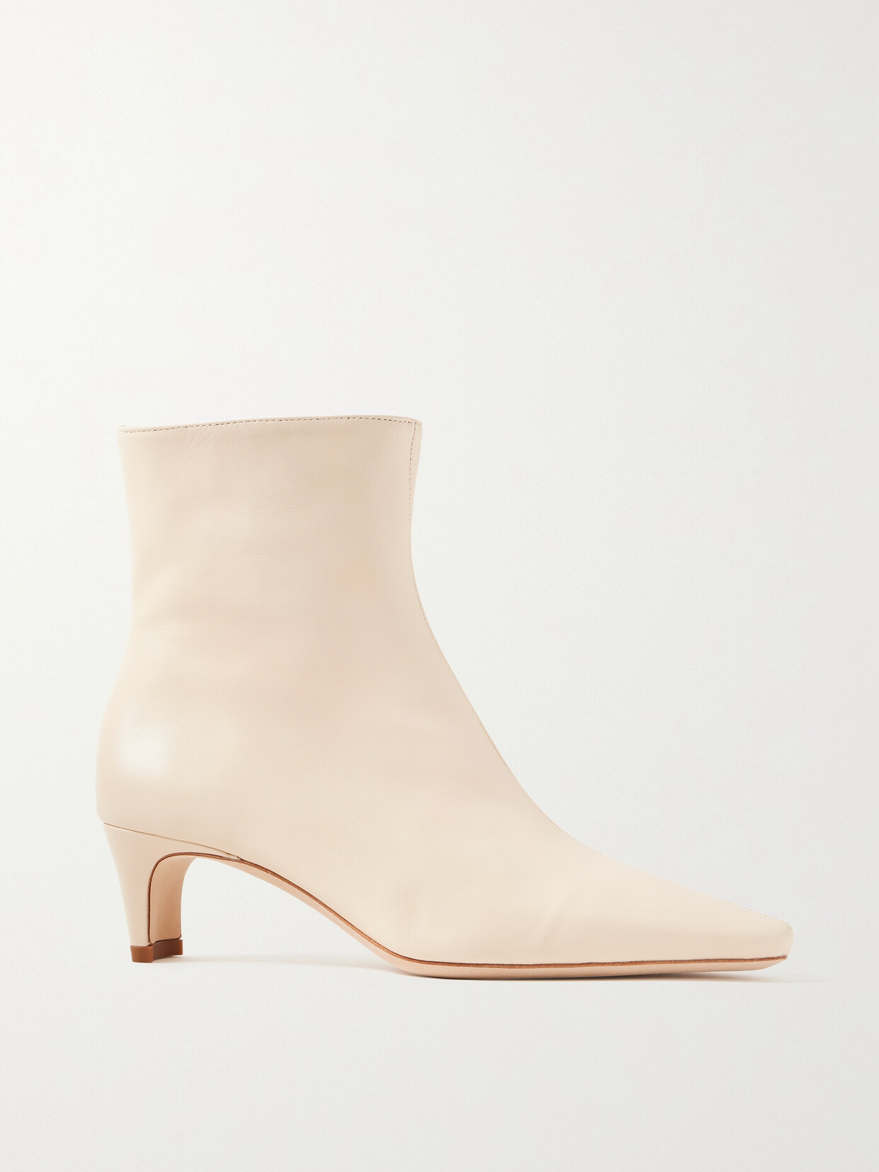 Staud Wally Leather Ankle Boots In Cream