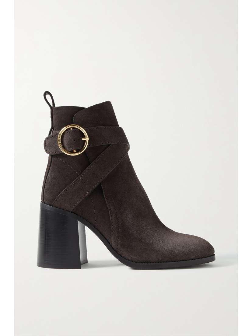 See By Chloé Lyna Buckled Suede Ankle Boots