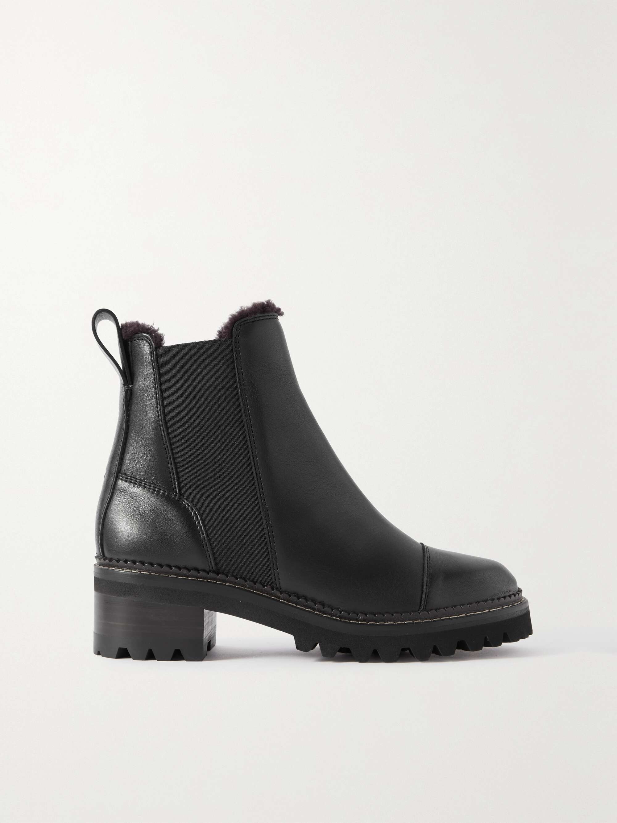 SEE BY CHLOÉ Mallory shearling-lined leather Chelsea boots | NET-A-PORTER