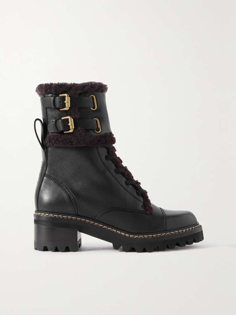 See By Chloé Mallory Shearling-lined Leather Combat Boots