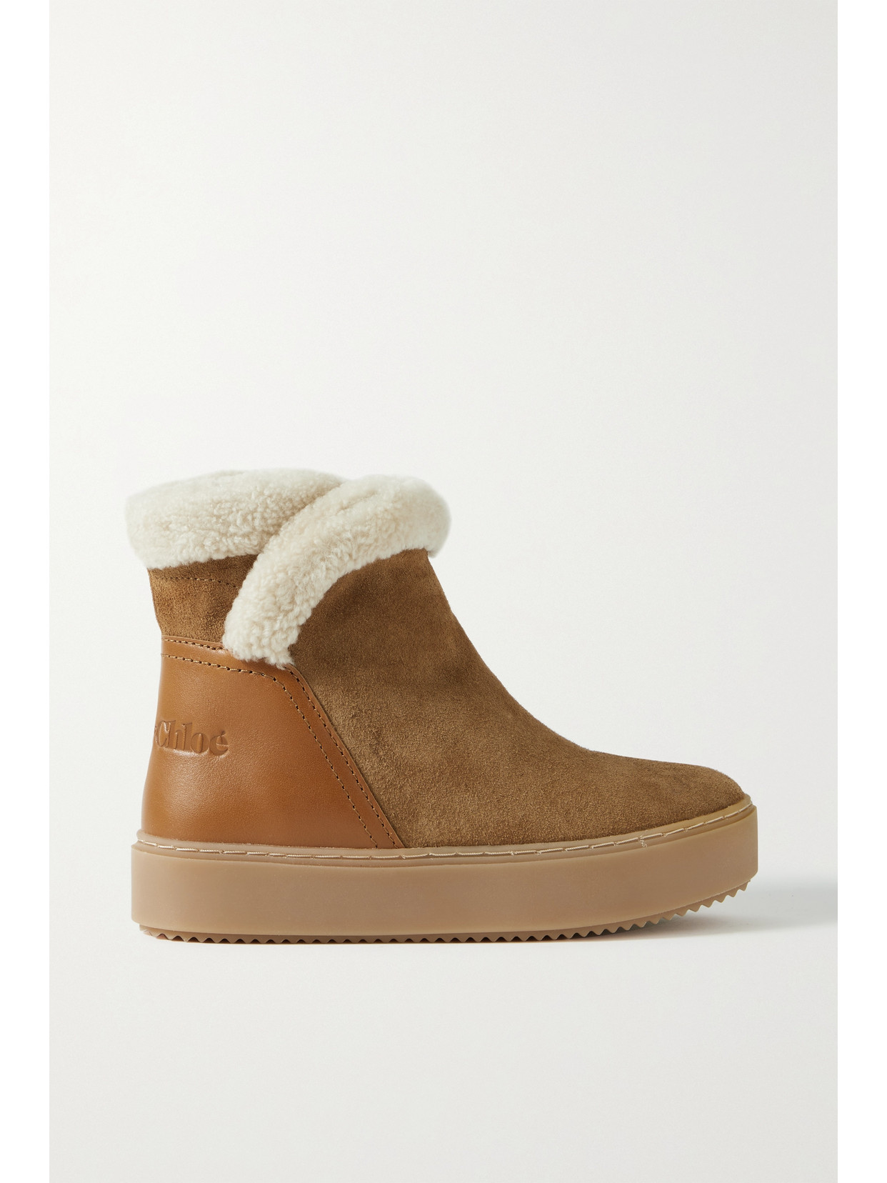 Shop See By Chloé Juliet Shearling-lined Suede And Leather Ankle Boots In Brown