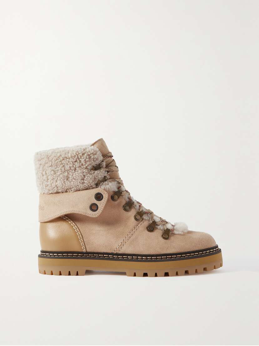 See By Chloé Eilieen Shearling-lined Suede And Leather Ankle Boots