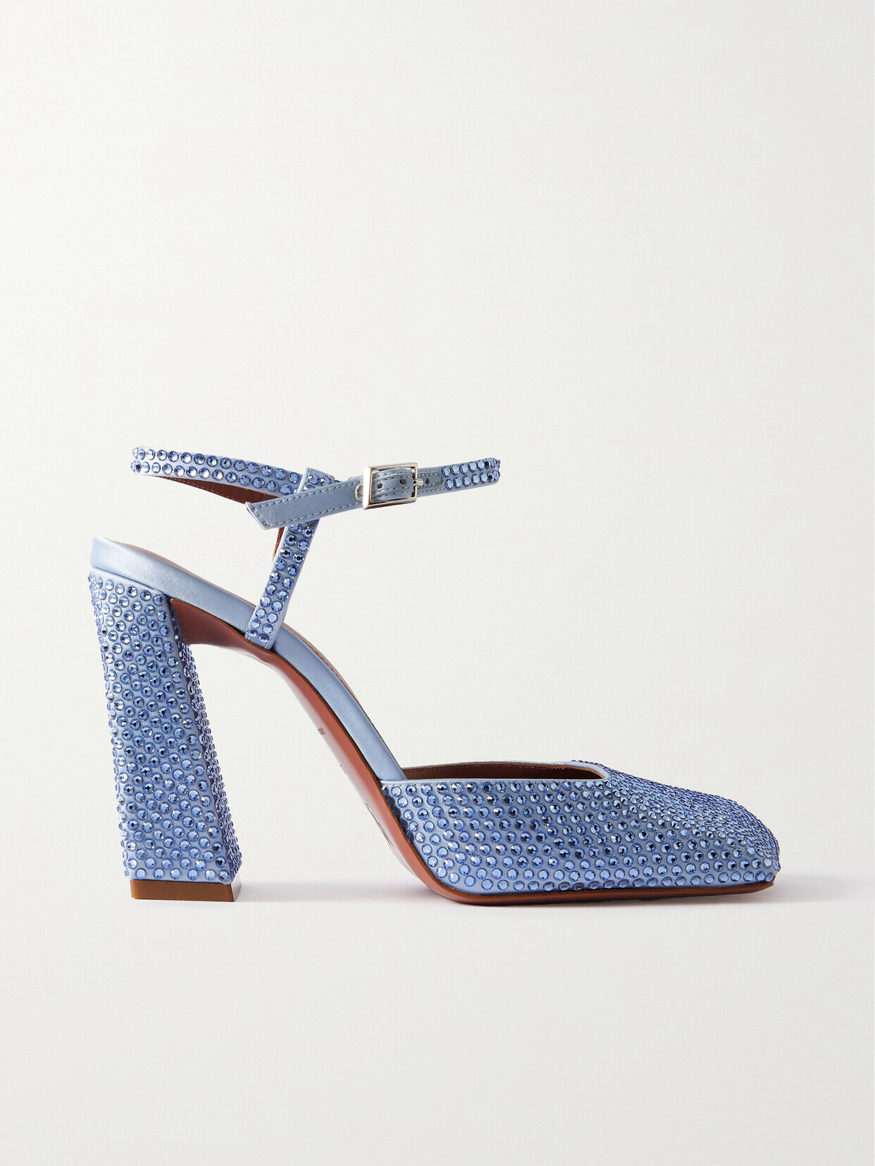 Amina Muaddi - Charlotte Crystal-embellished Satin Pumps - Blue