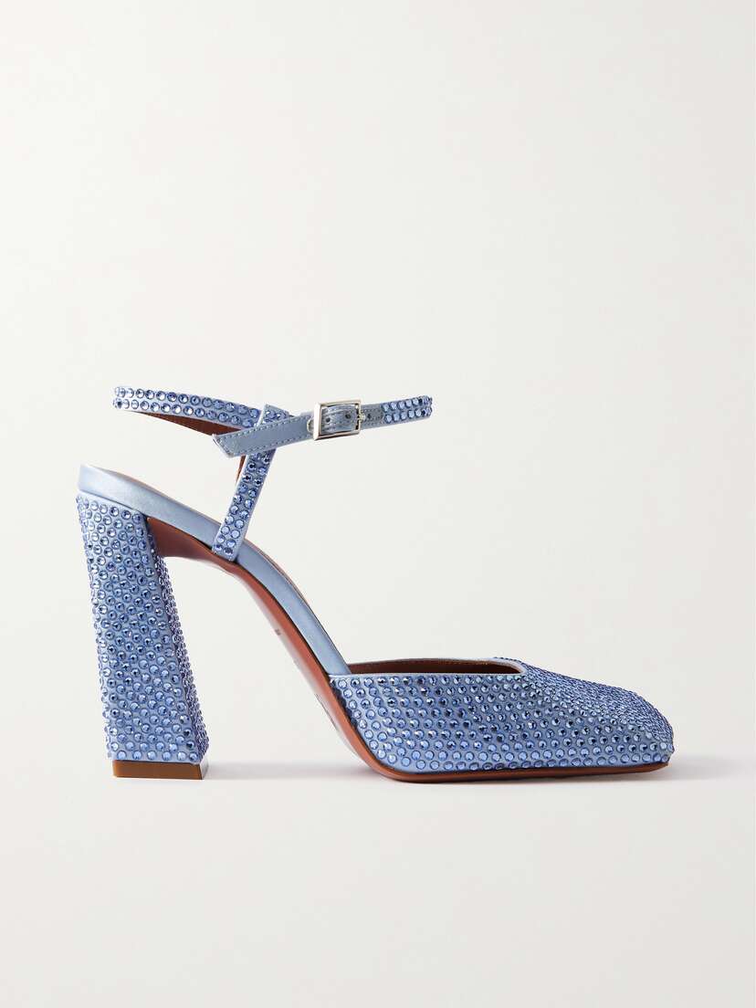 Amina Muaddi Charlotte Crystal-embellished Satin Pumps