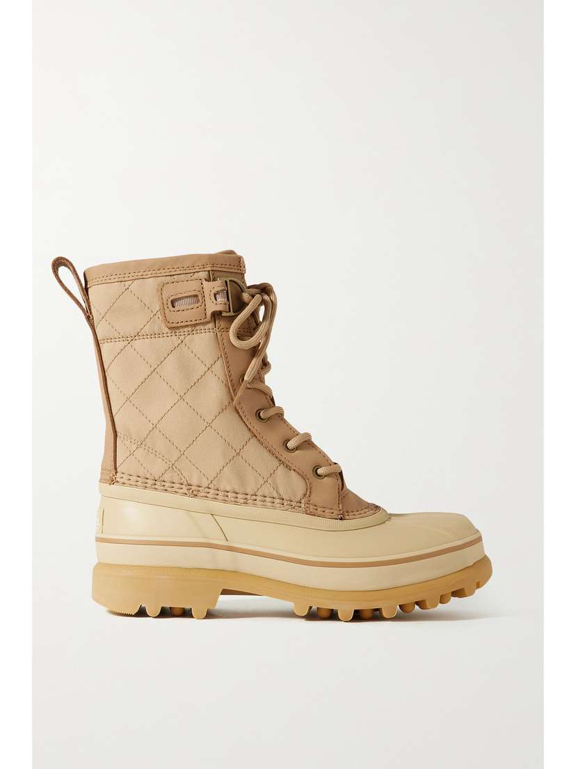 Sorel Caribou Royal Waterproof Leather-trimmed Canvas And Rubber Ankle Boots