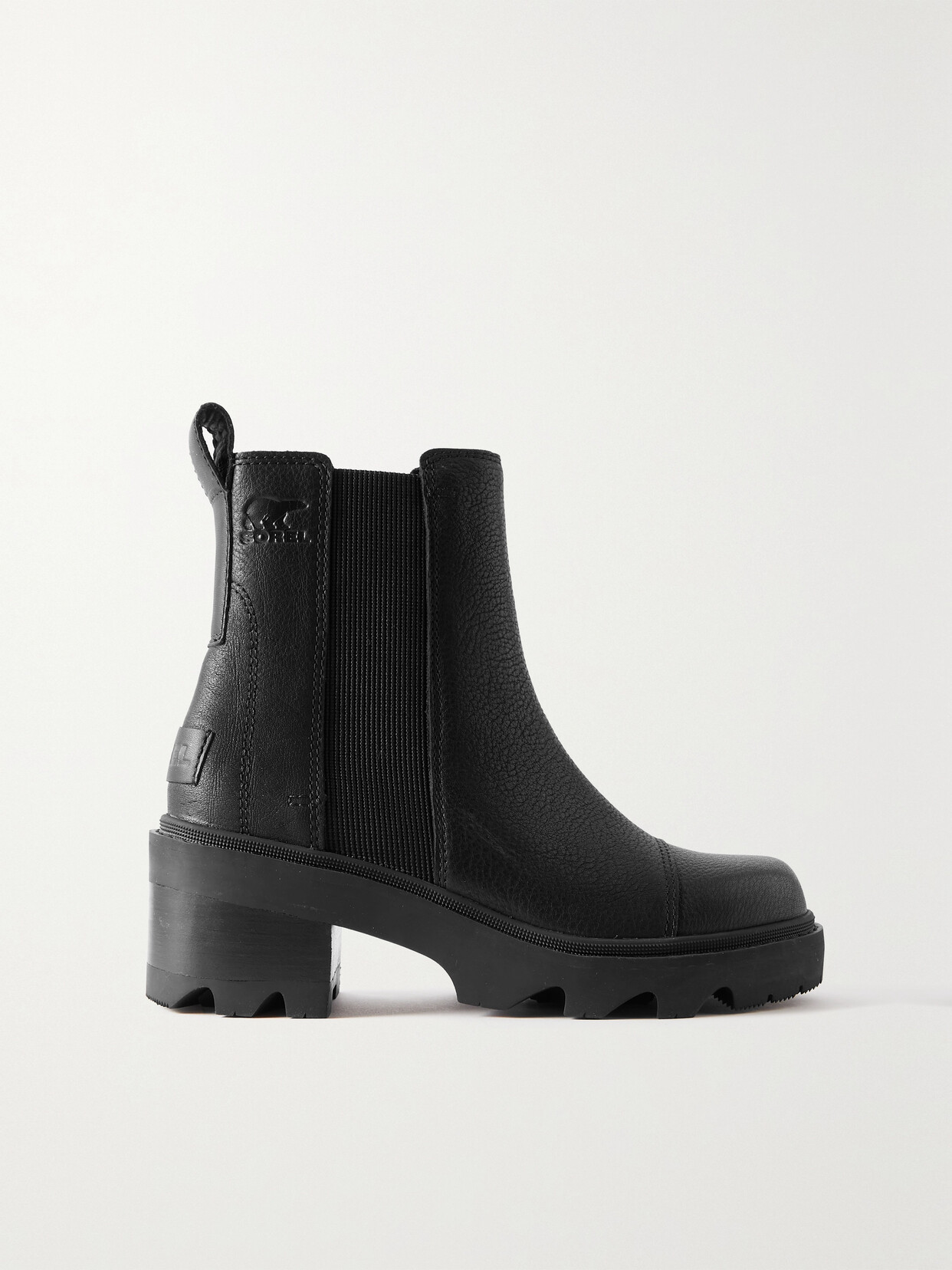 Sorel Joan Now Textured-leather Chelsea Boots In Black