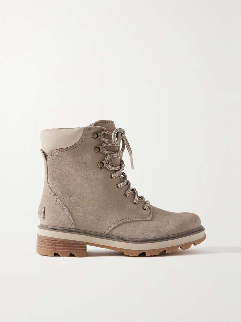 Sorel Lennox Lace Leather-trimmed Suede Ankle Boots