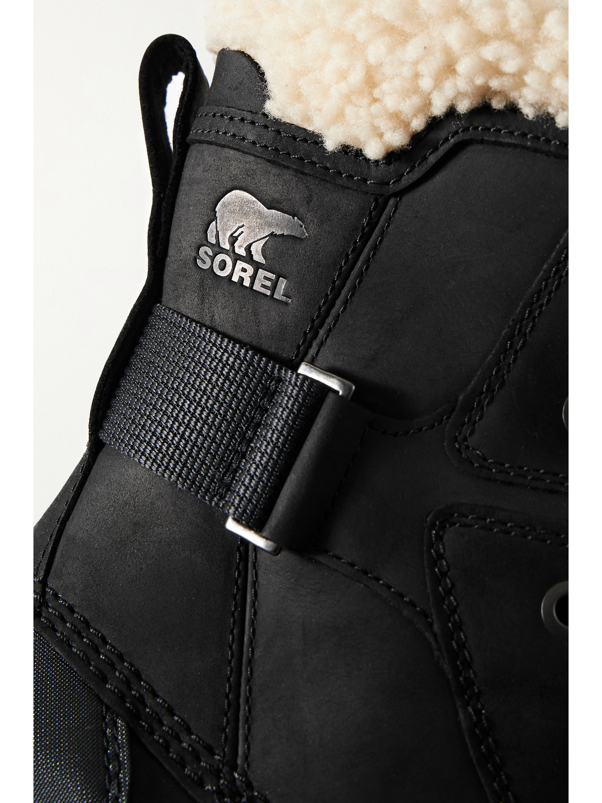 Shop Sorel Torino Ii Parc Shearling-trimmed Leather Ankle Boots In Black