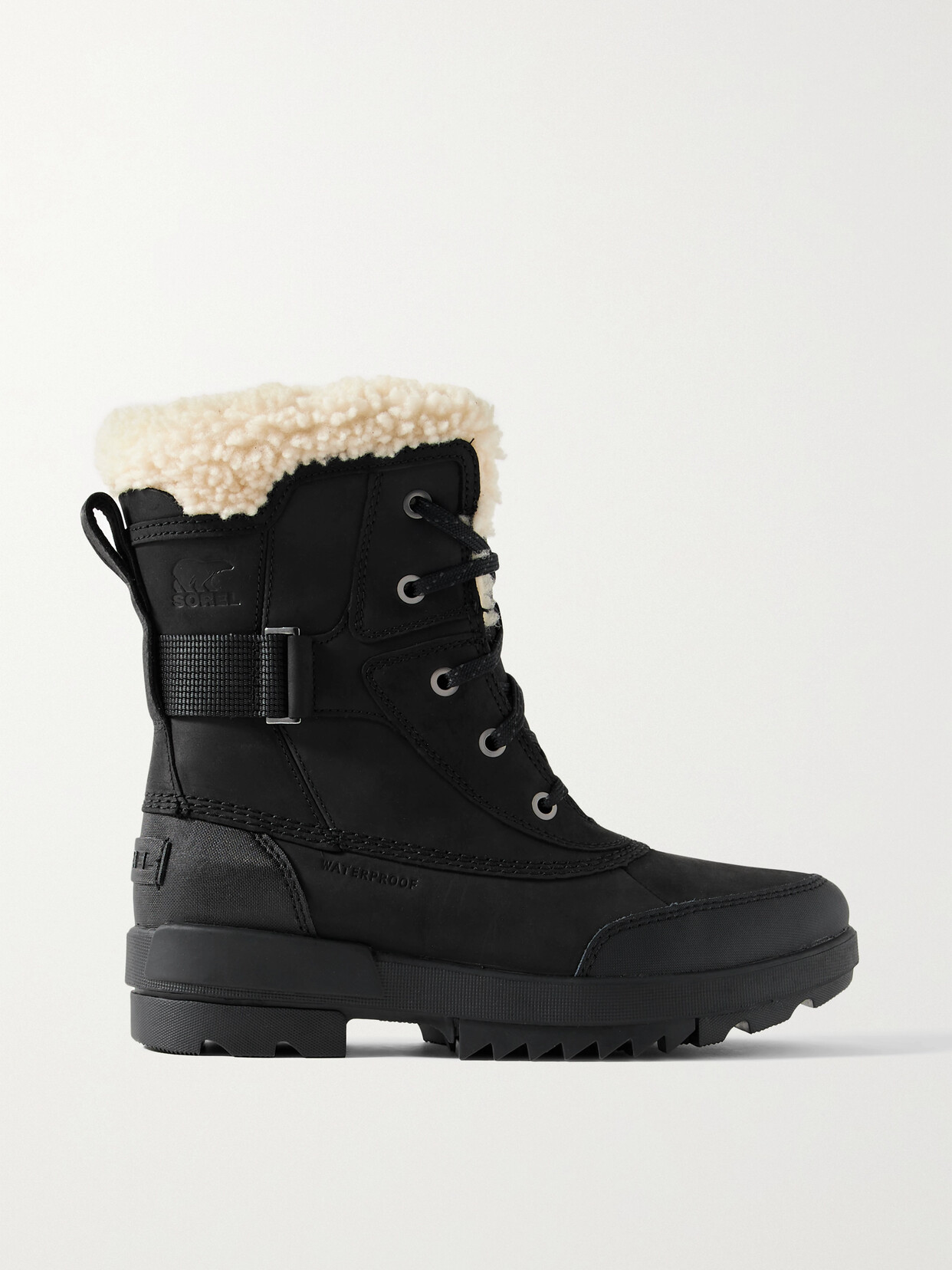 Shop Sorel Torino Ii Parc Shearling-trimmed Leather Ankle Boots In Black