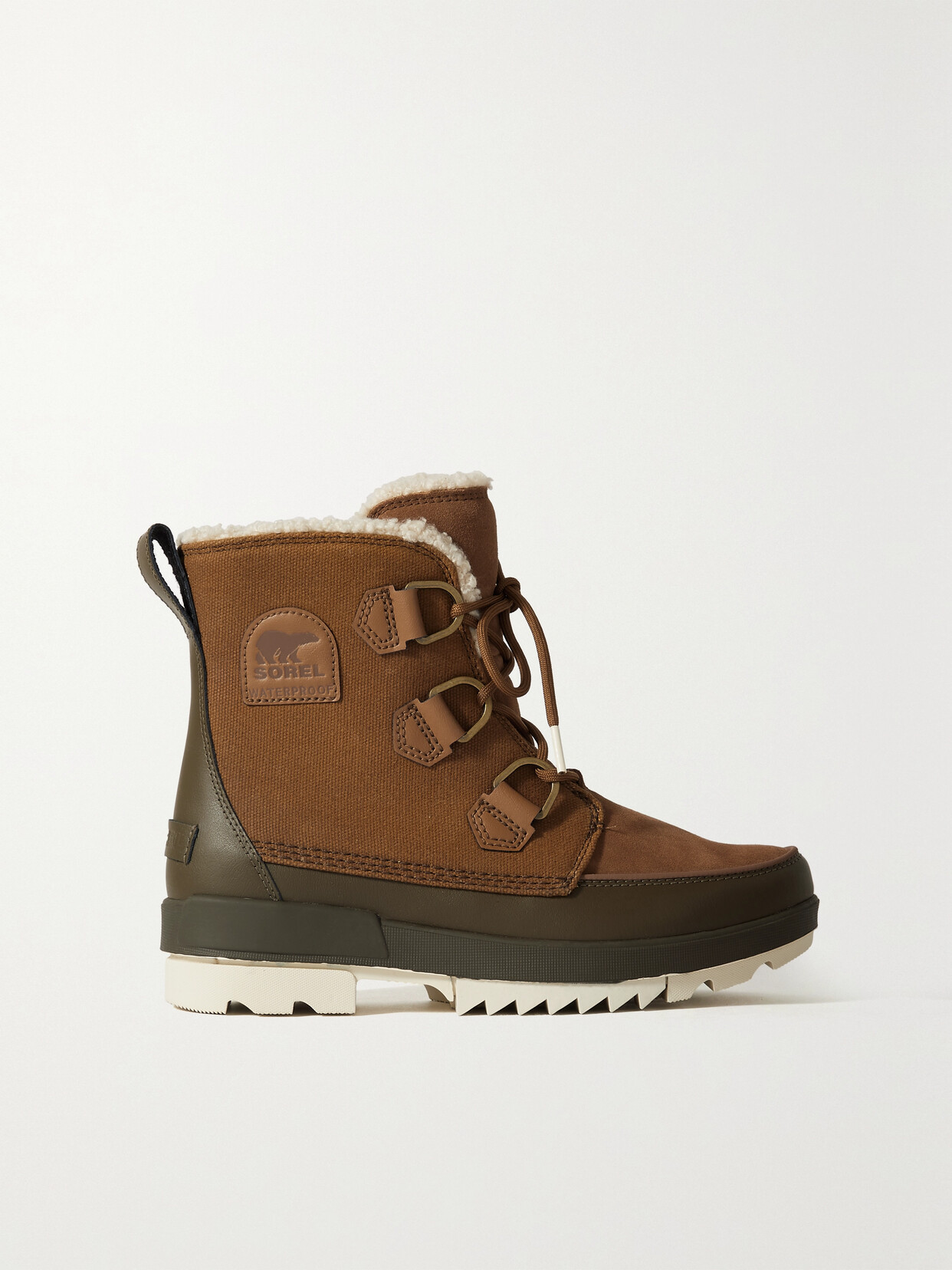 Shop Sorel Torino Ii Leather, Suede And Canvas Ankle Boots In Brown