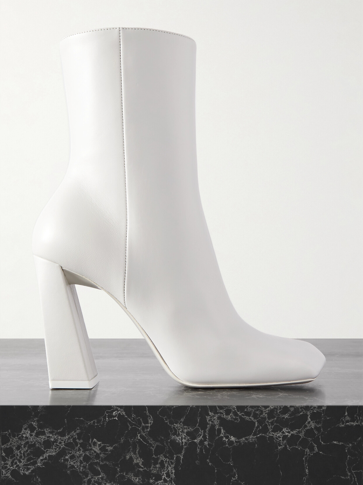 Amina Muaddi - Marine Leather Ankle Boots - White