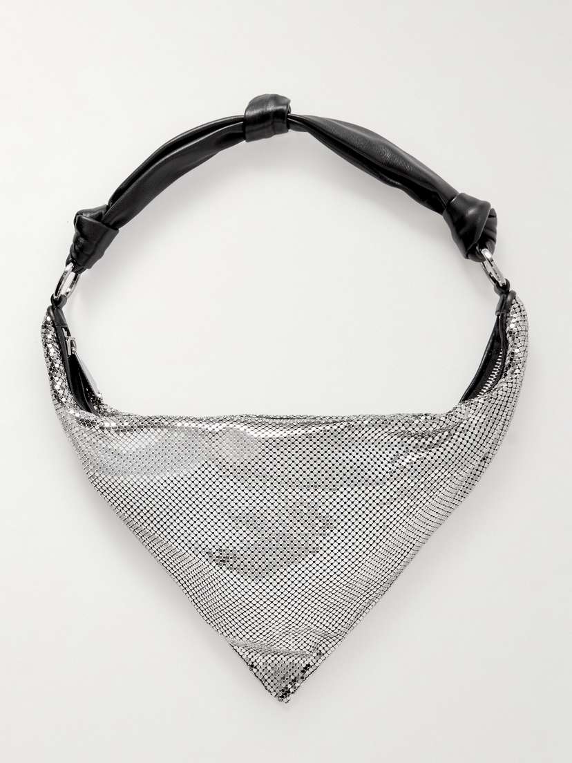 Amina Muaddi Cameron Leather-trimmed Chainmail Shoulder Bag