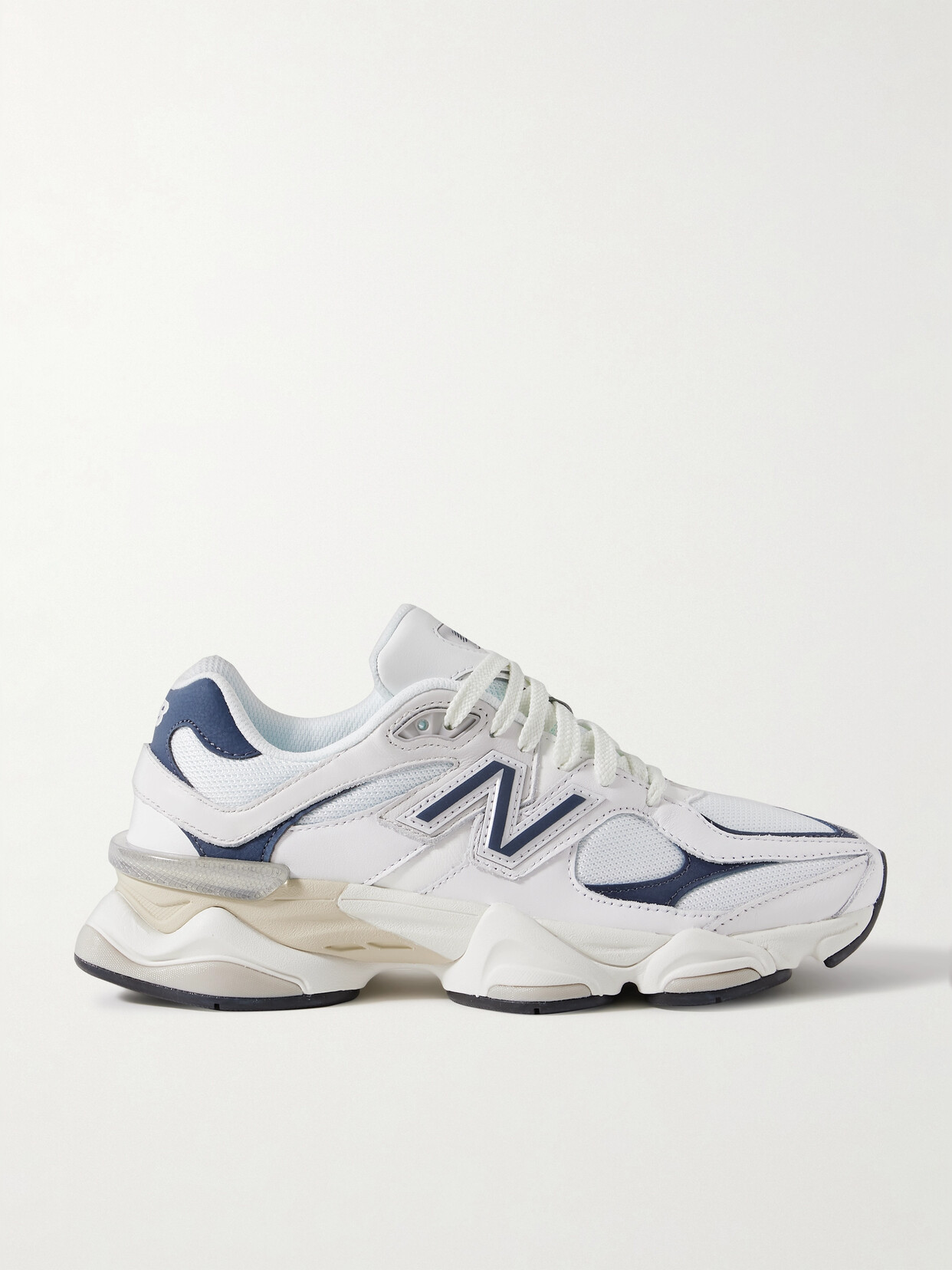 New Balance 9060 Nubuck-trimmed Leather And Mesh Sneakers In White