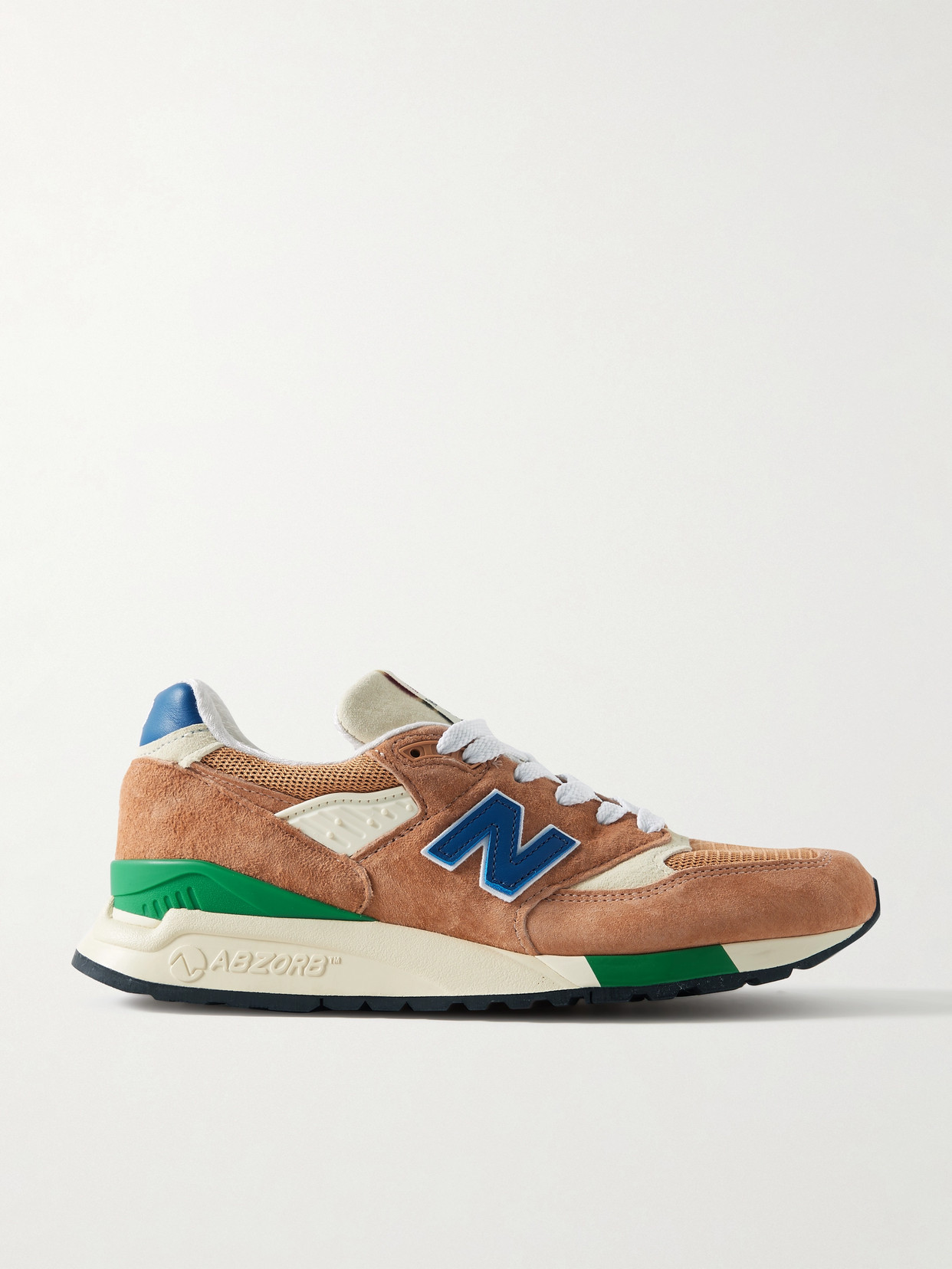 New Balance 998 Leather And Mesh-trimmed Suede Sneakers In Orange