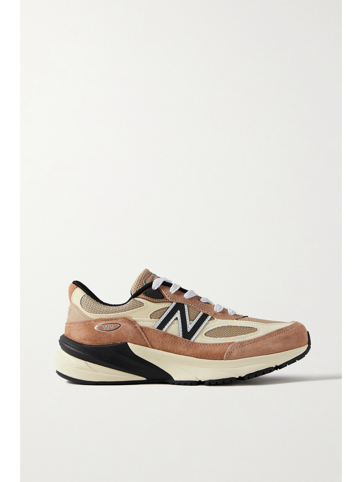 New Balance Made In Usa 990v6 Leather-trimmed Mesh And Suede Sneakers In Neutrals