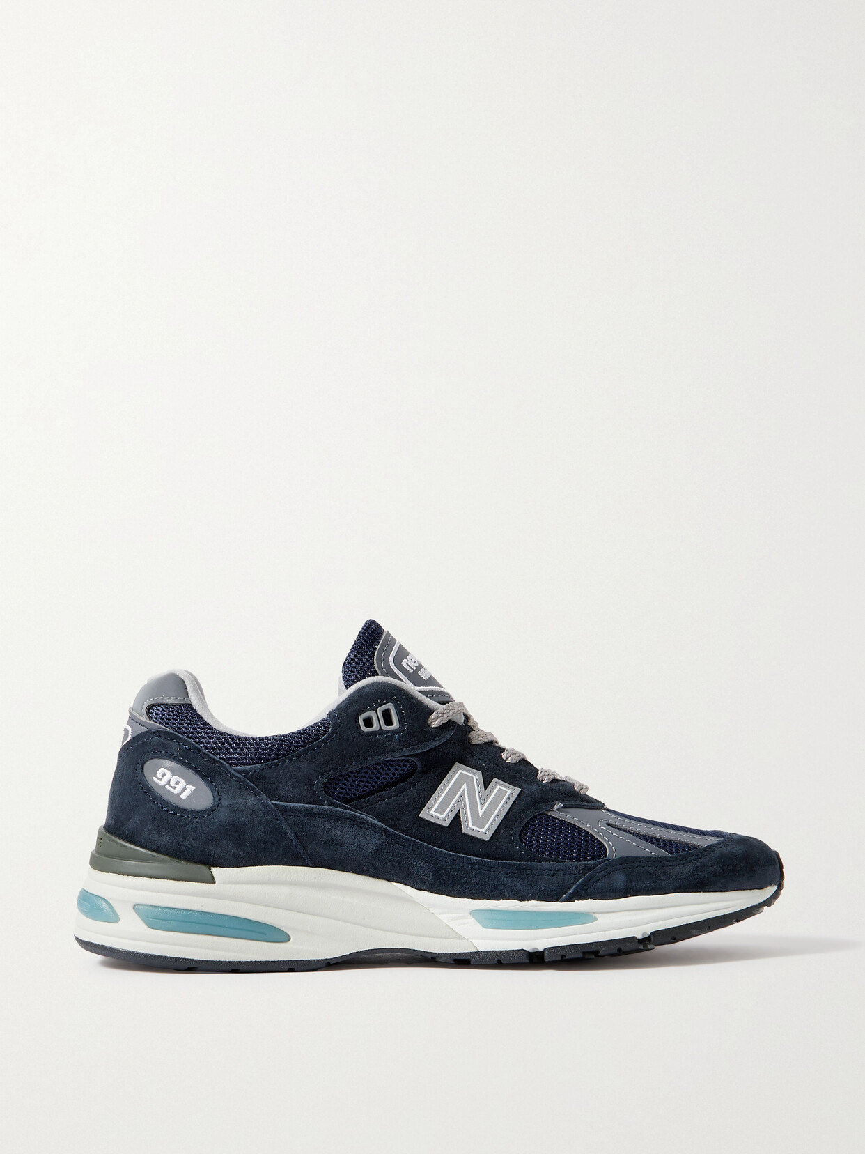 New Balance - 991v2 Reflective Faux Leather-trimmed Suede And Mesh Sneakers - Blue