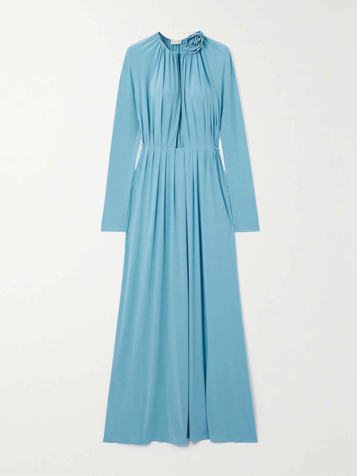 MAGDA BUTRYM APPLIQUÉD PLEATED STRETCH-JERSEY GOWN