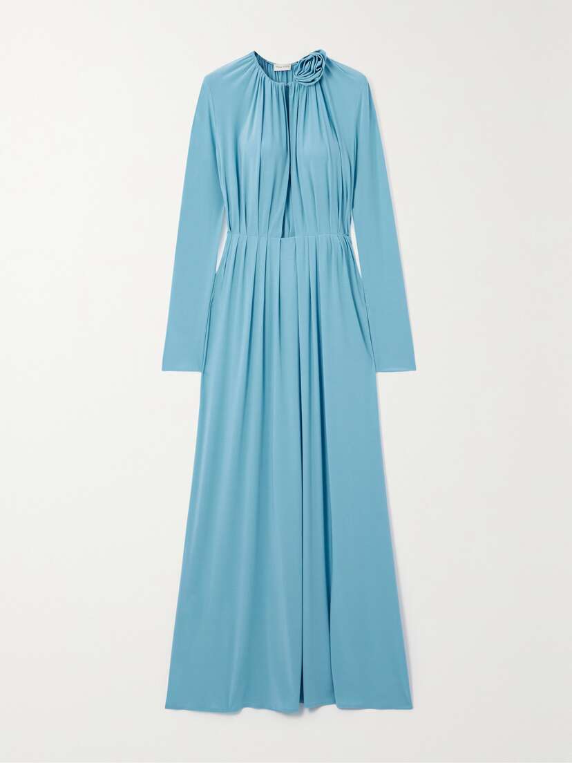 Magda Butrym Appliquéd Pleated Stretch-jersey Gown
