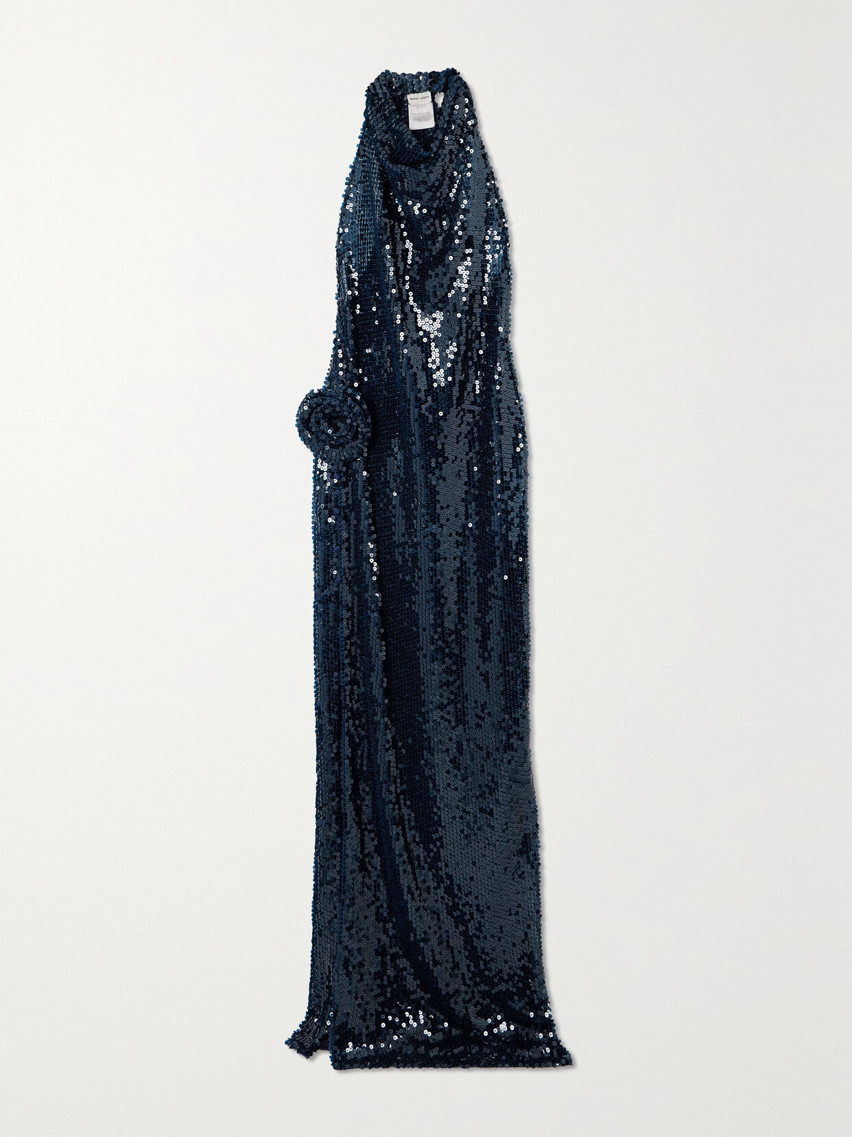 Magda Butrym - Appliquéd Sequined Tulle Halterneck Maxi Dress - Blue