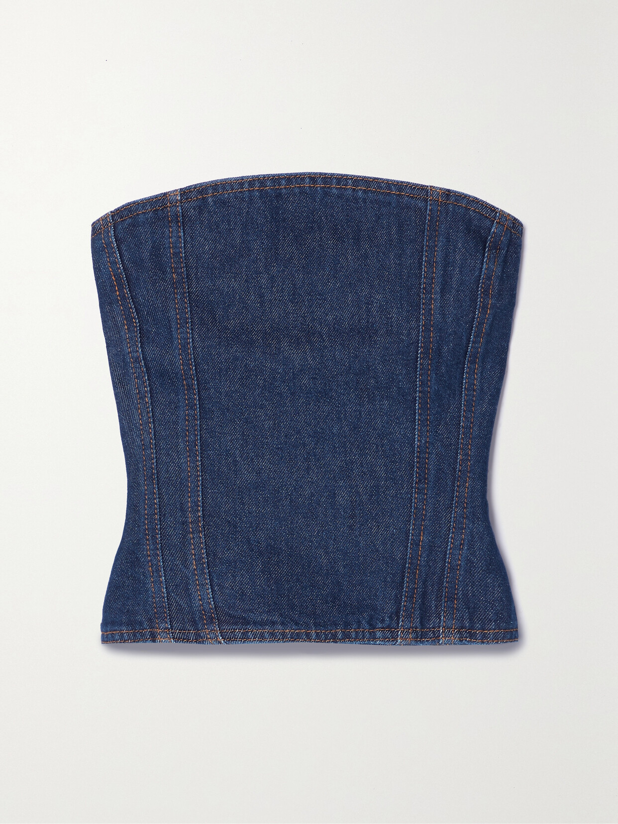 Magda Butrym Cropped Denim Bustier Top - Blue
