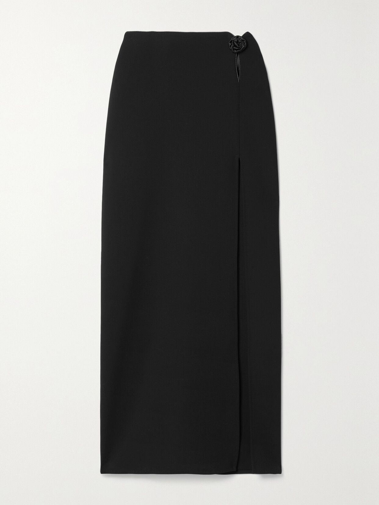 Magda Butrym Appliquéd Satin-trimmed Stretch-wool Crepe Maxi Skirt