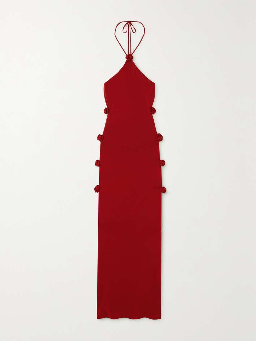 Magda Butrym Halterneck Appliquéd Cut-out Stretch-jersey Maxi Dress